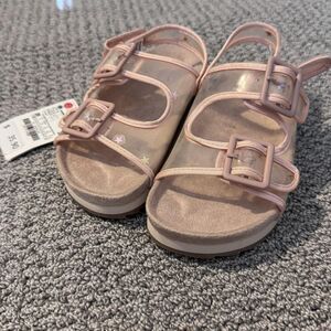 Zara Shoes Girls Size 28 Pink Star Sandals Adjustable Buckle Straps Kids New